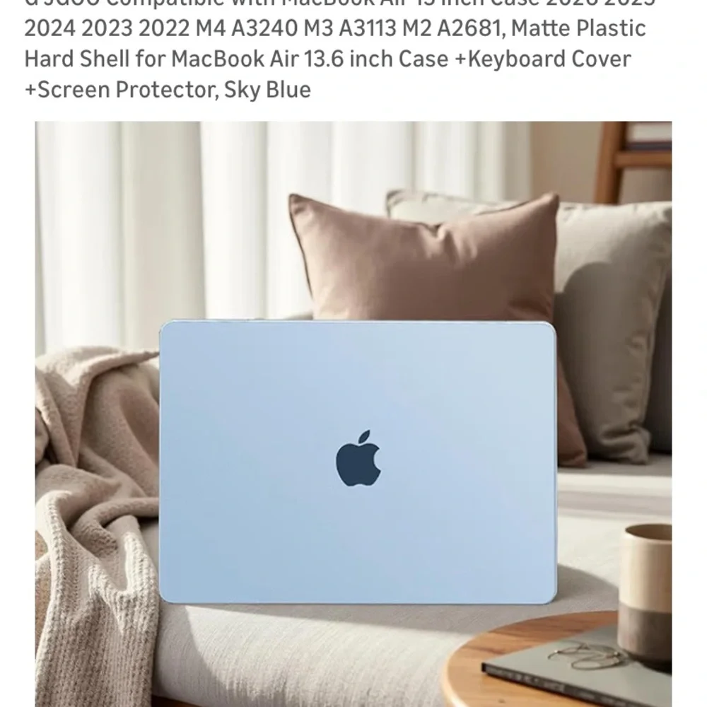 🍀5 for $25🍀 MacBook Air 13” Case in Sky Blue Matte Plastic Hard Shell